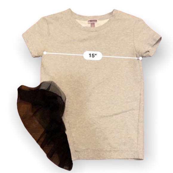 Chelsea28 gray sweatshirt with mesh ruffle detail - Picture 5 of 11